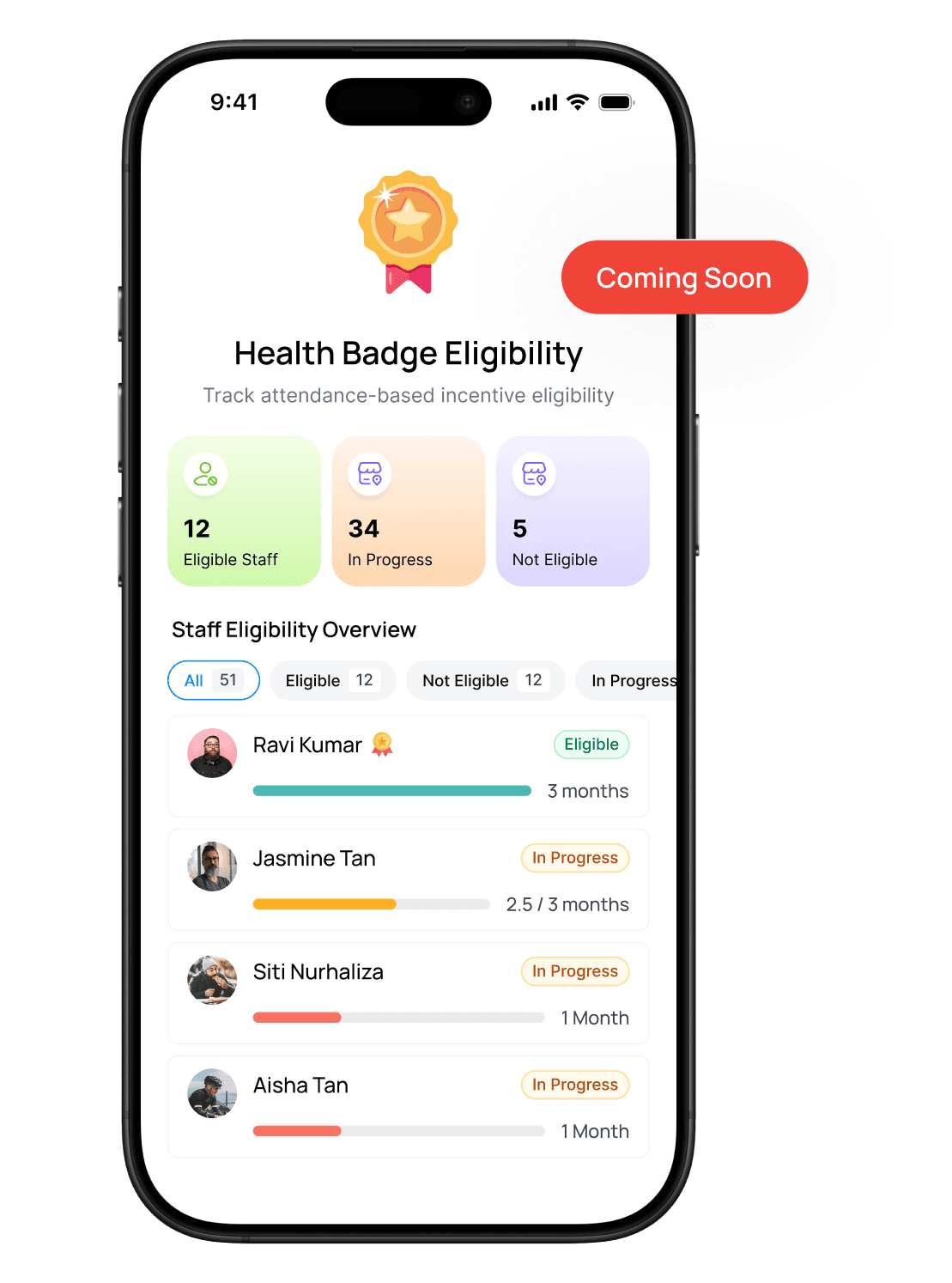 Health Badge Eligibility overview in VendorBuddy Go