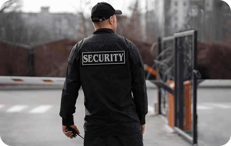 Security officer at a facility entrance
